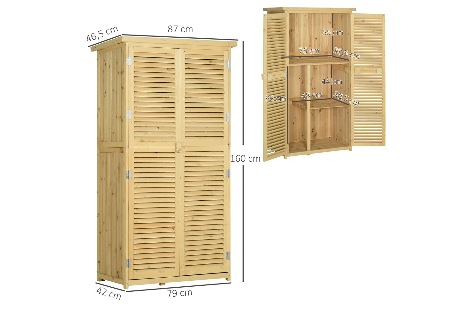 Outsunny Wooden Garden Storage Shed | Natural-2