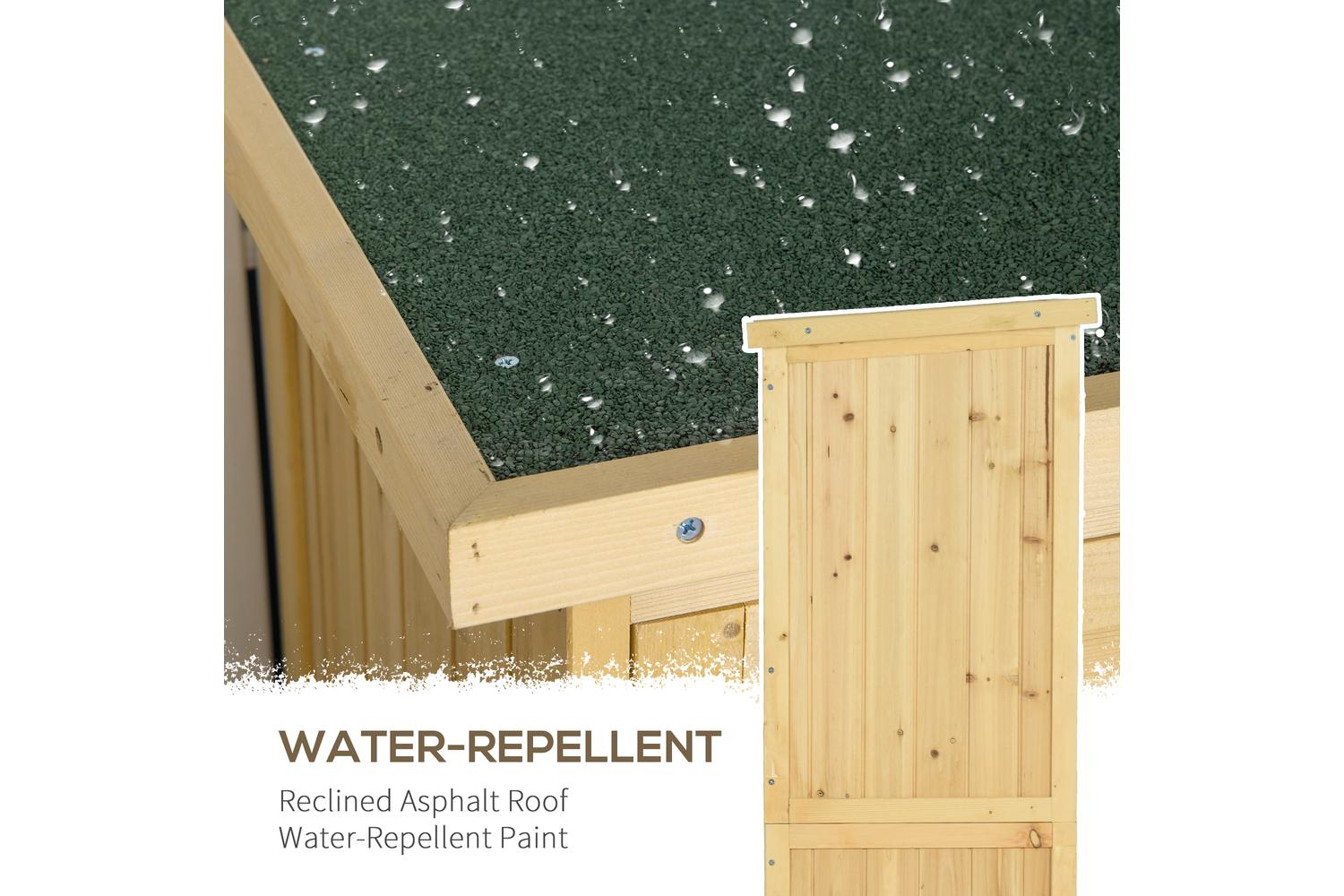Outsunny Wooden Garden Storage Shed | Natural-3