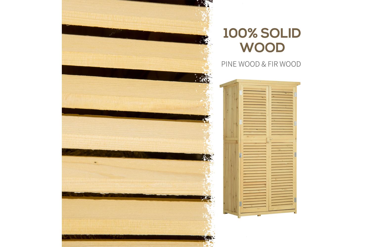 Outsunny Wooden Garden Storage Shed | Natural-5