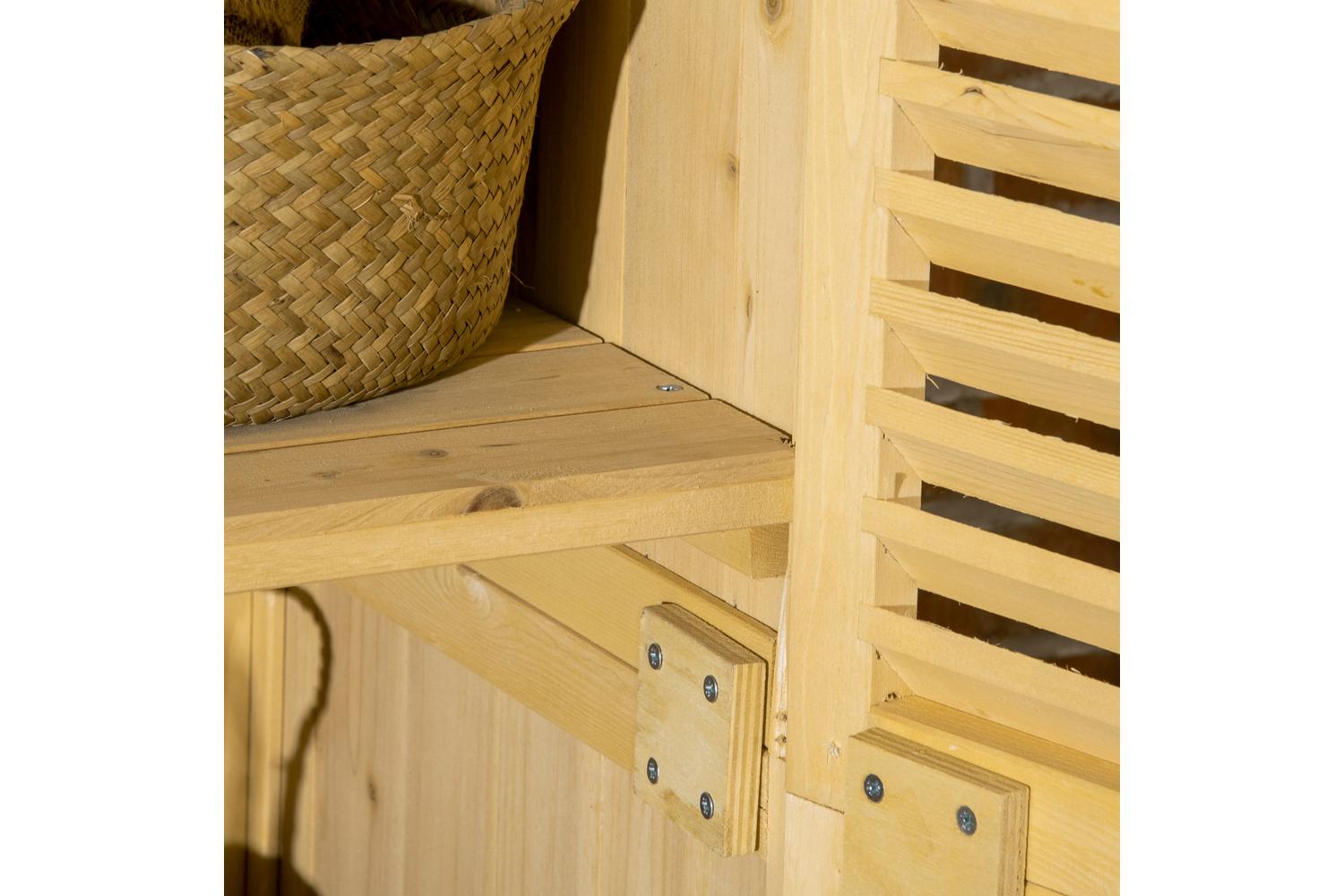 Outsunny Wooden Garden Storage Shed | Natural-8