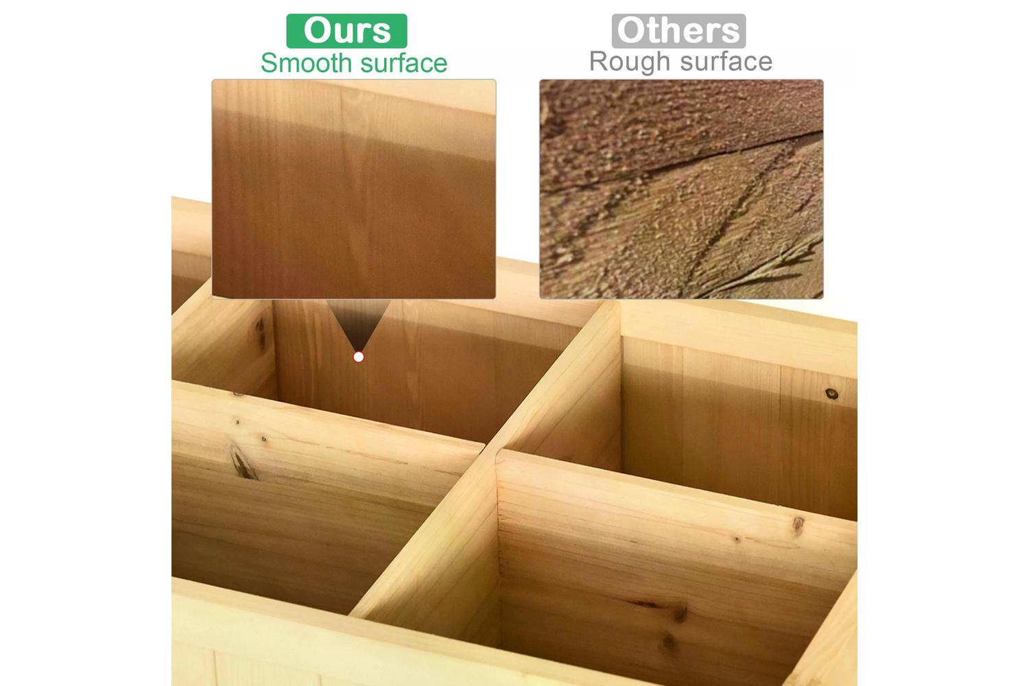 Outsunny Fir Wood Rectangular Planter Bed with Bottom Shelf | Natural-4