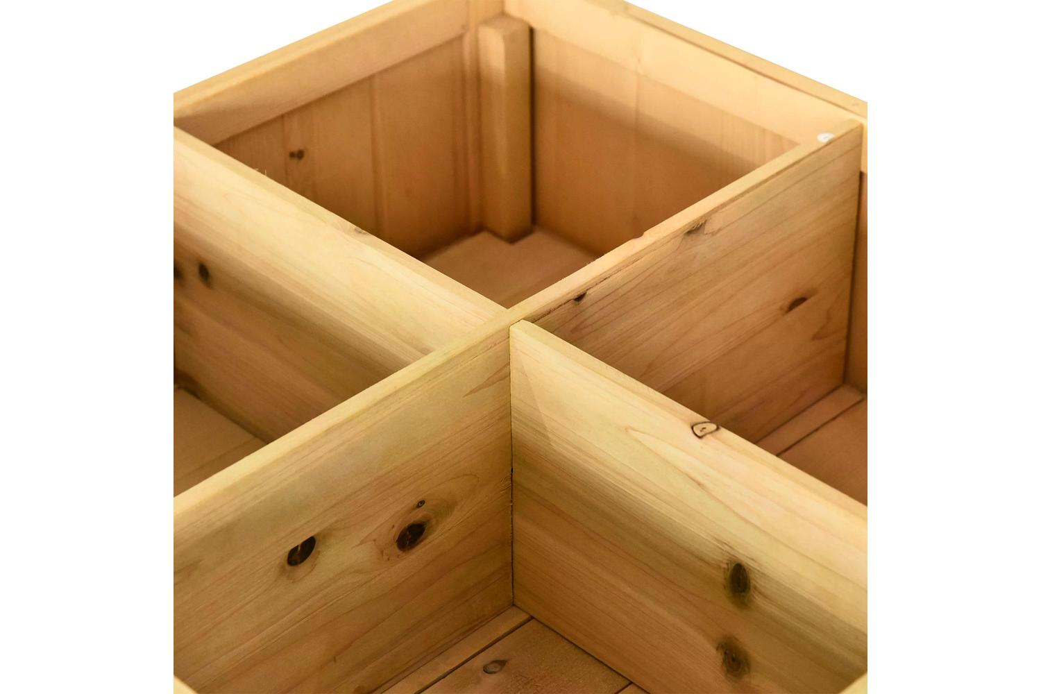 Outsunny Fir Wood Rectangular Planter Bed with Bottom Shelf | Natural-8