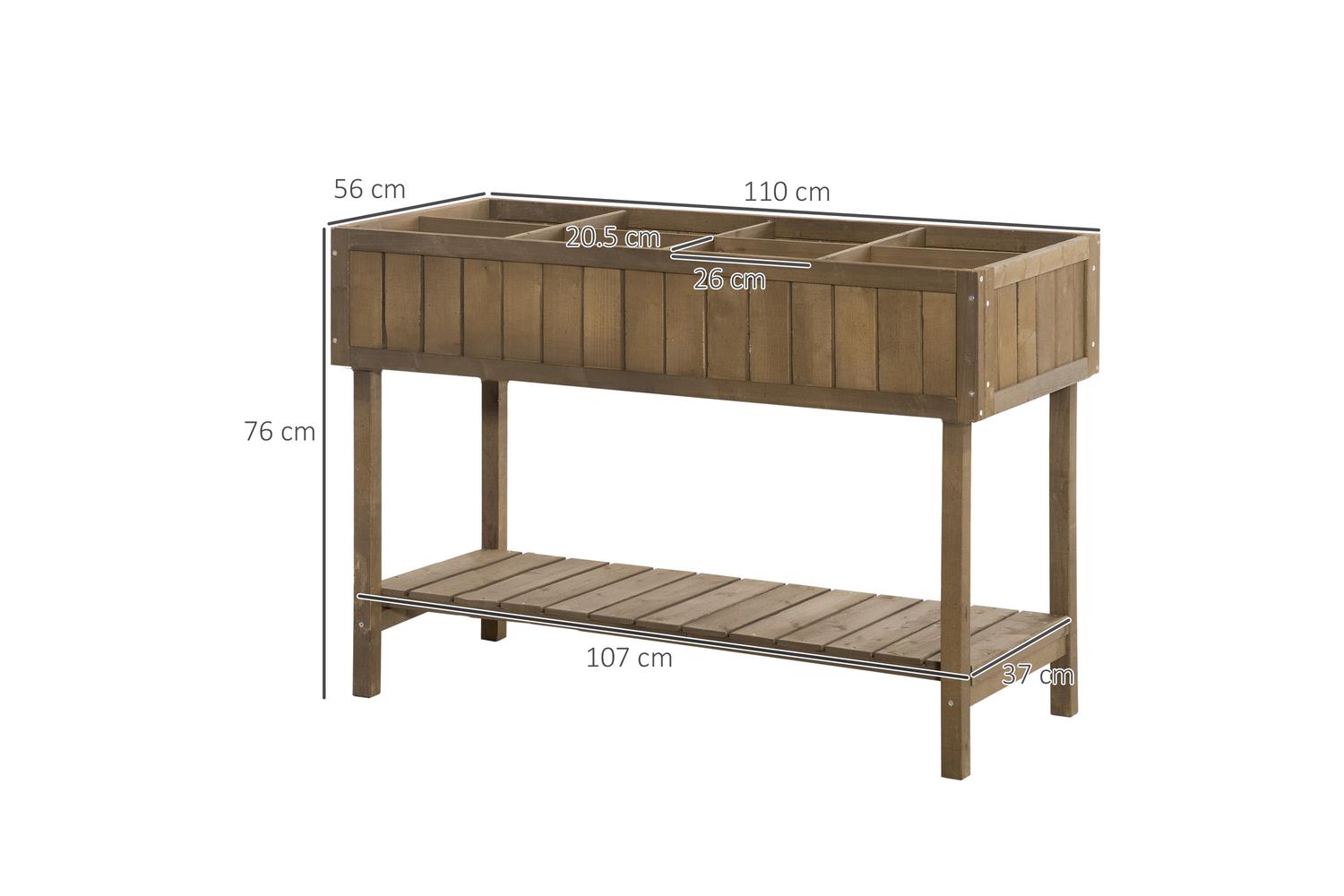 Outsunny Wooden Raised Planter Box | Brown-2