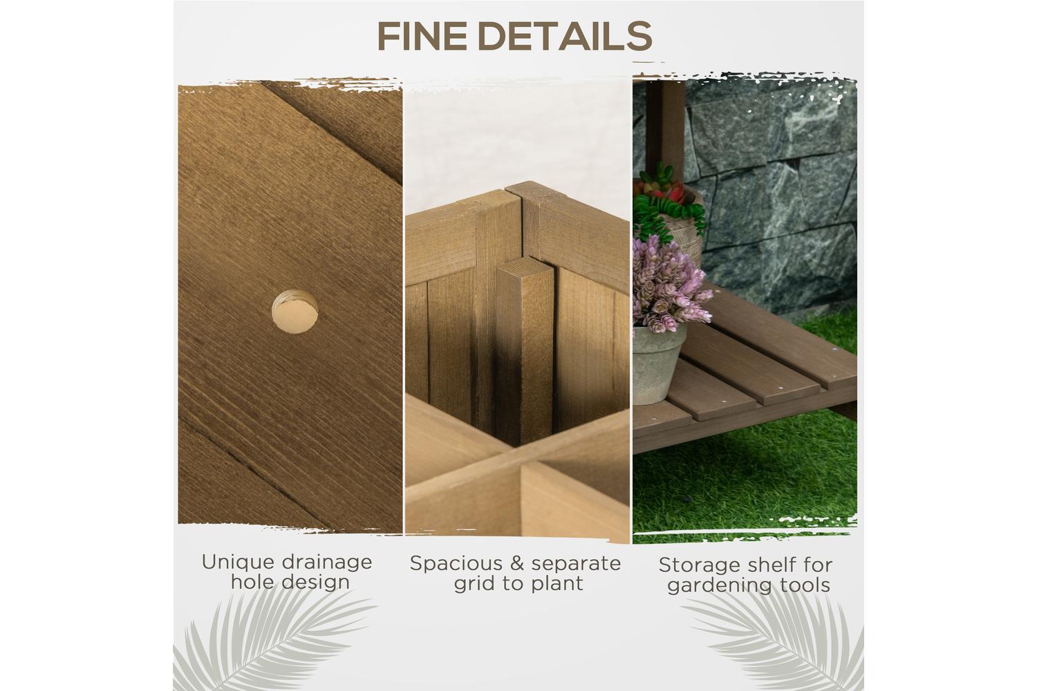 Outsunny Wooden Raised Planter Box | Brown-5