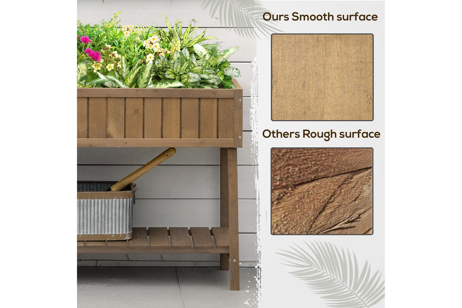 Outsunny Wooden Raised Planter Box | Brown-6