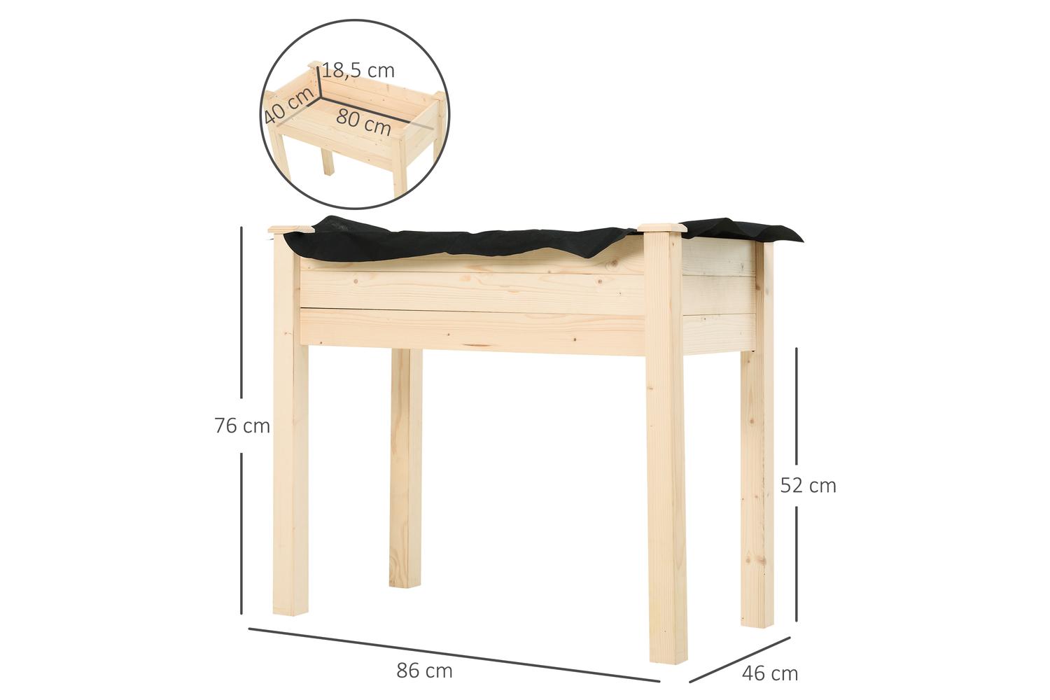 Outsunny Wooden Raised Rectangular Planter Box | Natural-2