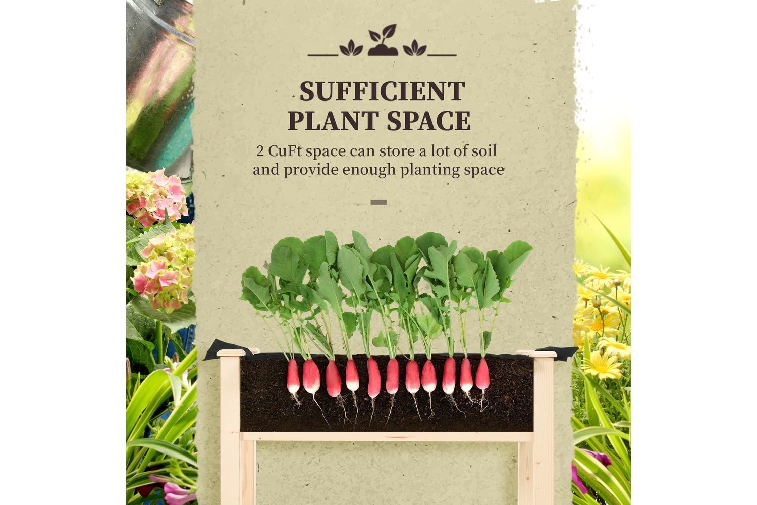 Outsunny Wooden Raised Rectangular Planter Box | Natural-3