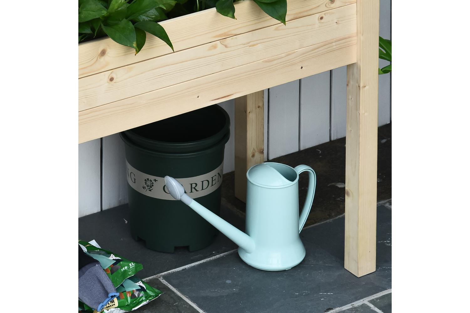 Outsunny Wooden Raised Rectangular Planter Box | Natural-6