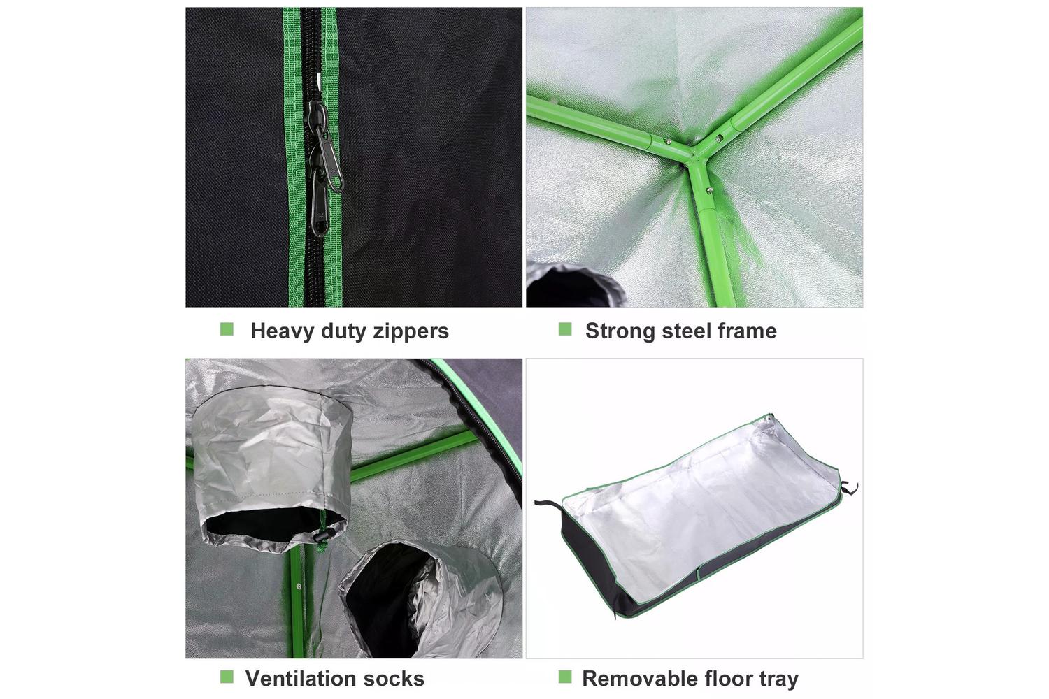 Outsunny Indoor Plant Grow Tent Canopy | Black/Green-3