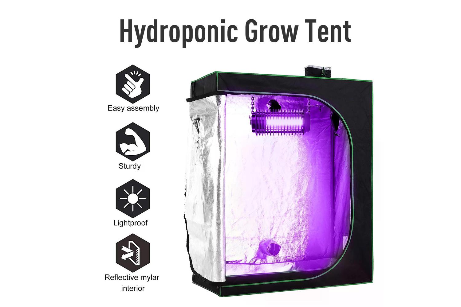 Outsunny Indoor Plant Grow Tent Canopy | Black/Green-4