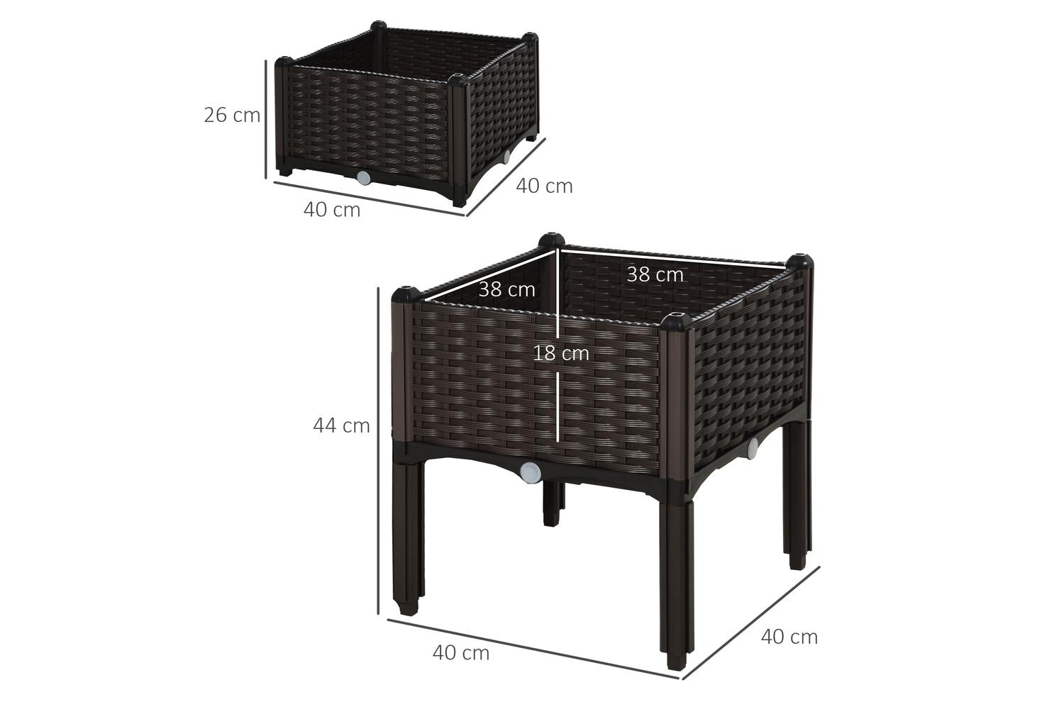 Outsunny Outdoor Garden Planter Box | Brown | Set of 2-2