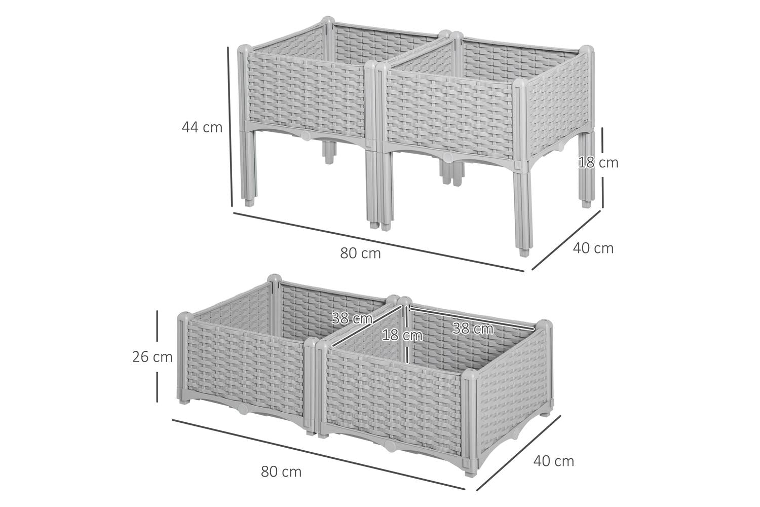 Outsunny Garden Flower Planter box | Grey | Set of 4-2