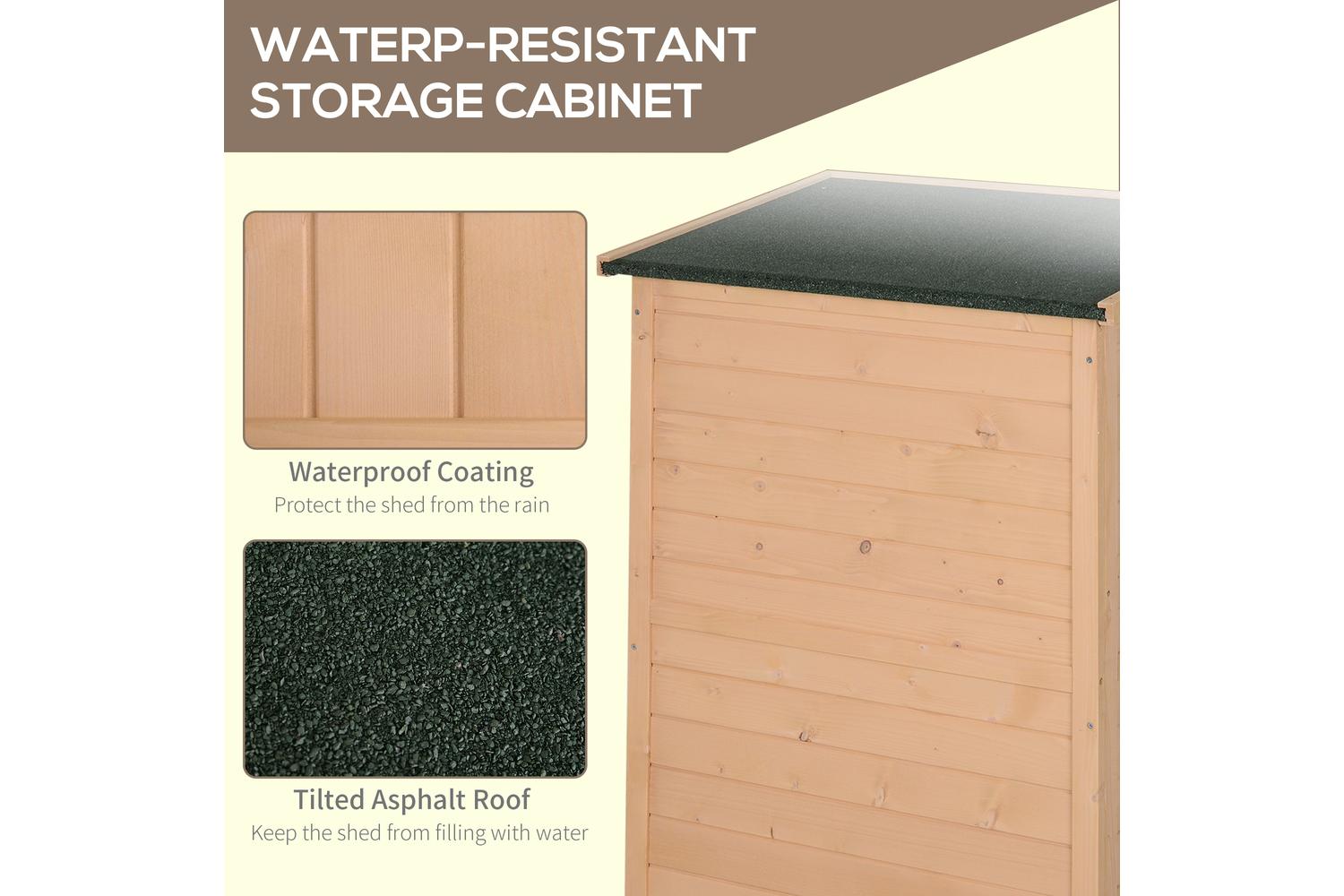 Outsunny Fir Wood Garden Storage Shed with Shelves | Natural-4