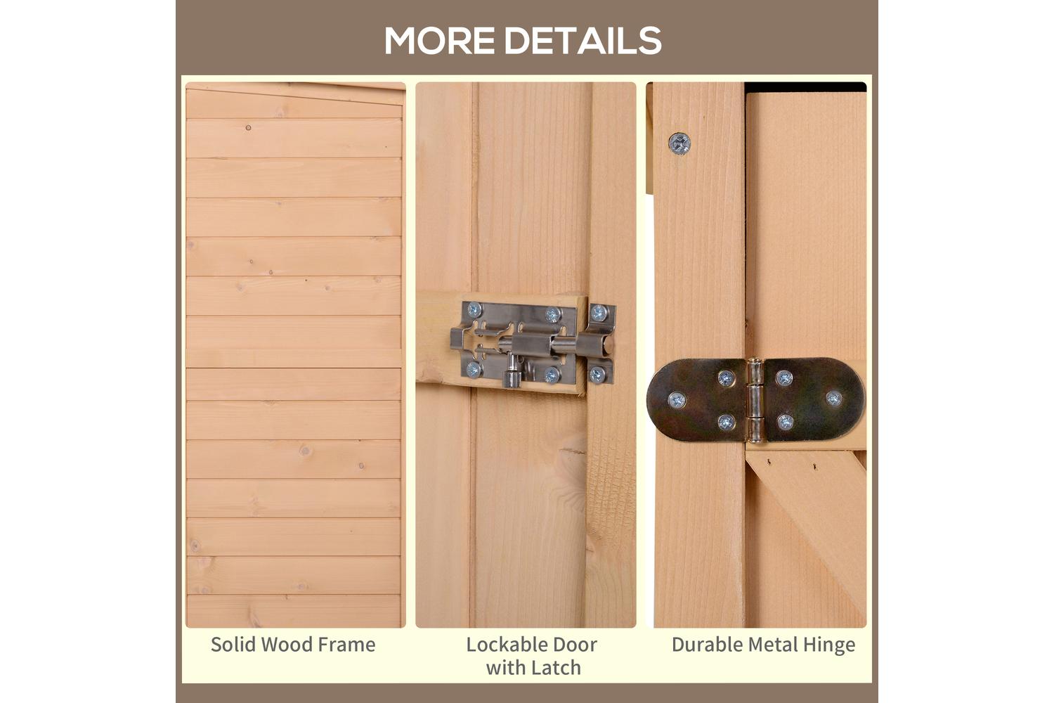 Outsunny Fir Wood Garden Storage Shed with Shelves | Natural-5