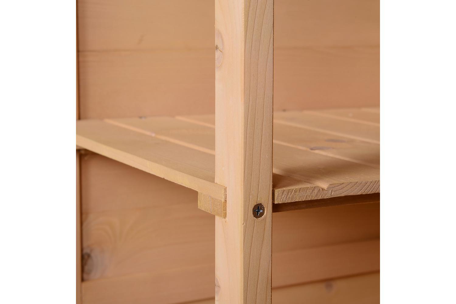 Outsunny Fir Wood Garden Storage Shed with Shelves | Natural-6