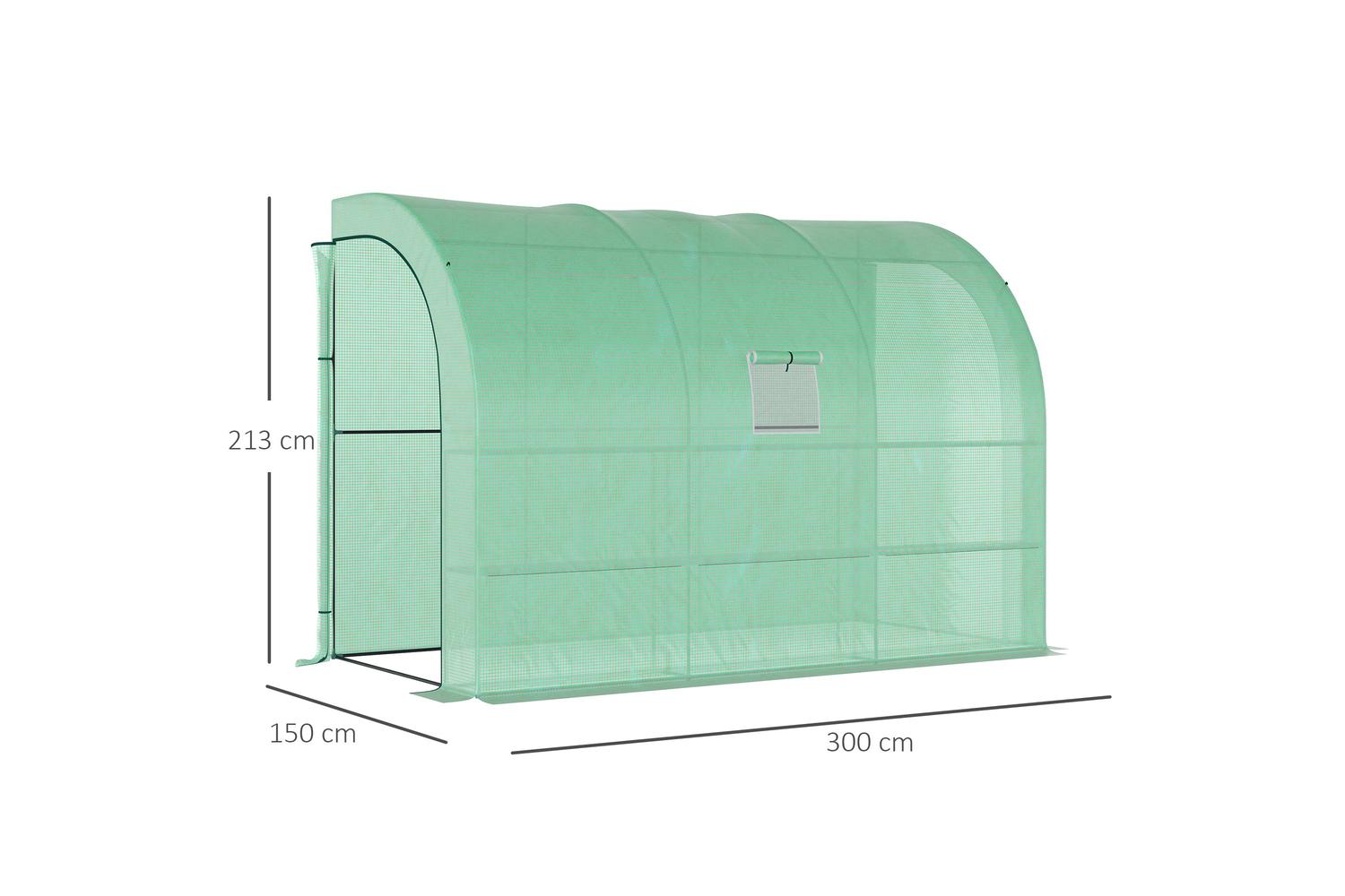 Outsunny Walk-In Lean Wall Greenhouse with Windows and Doors | Green-2