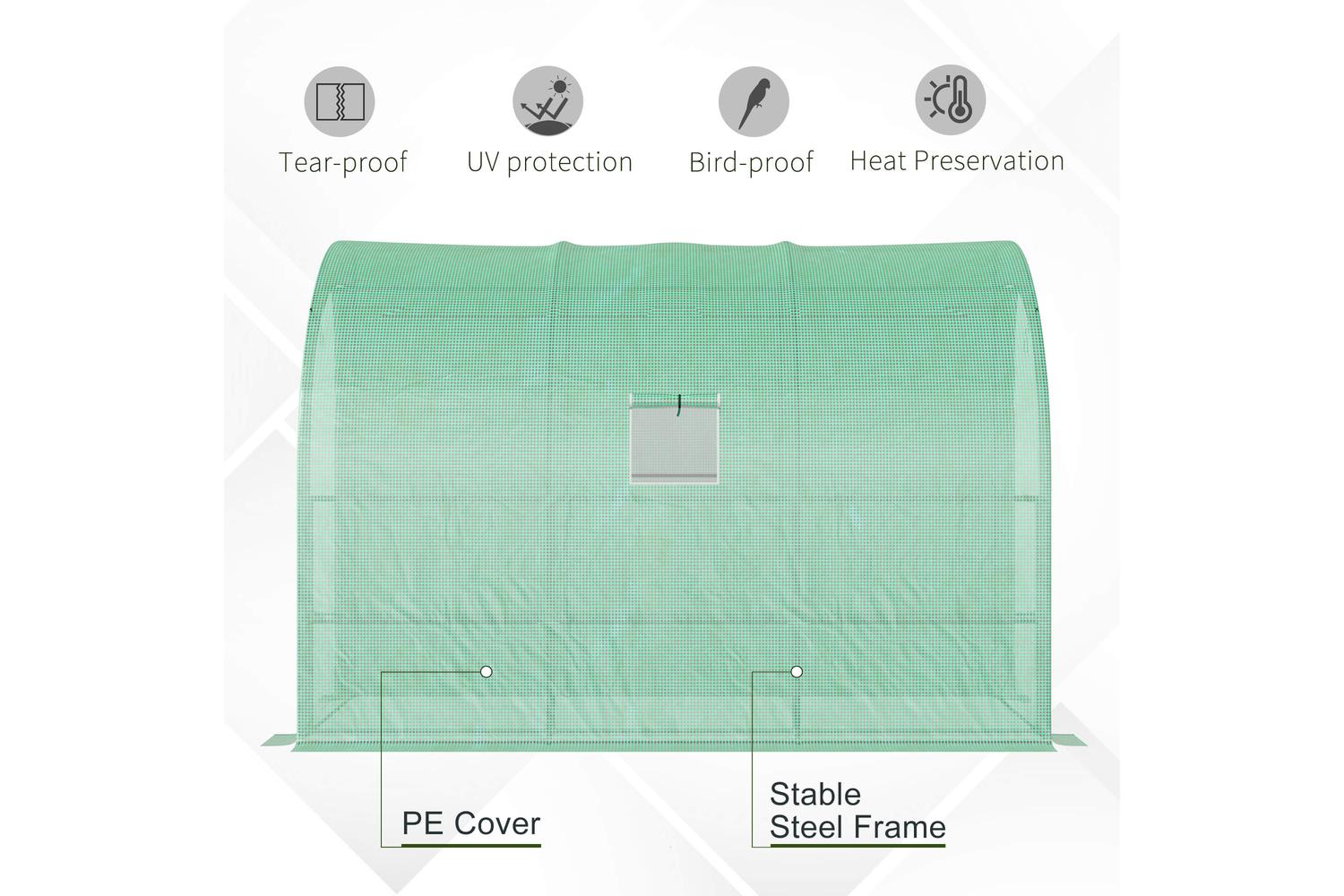 Outsunny Walk-In Lean Wall Greenhouse with Windows and Doors | Green-5