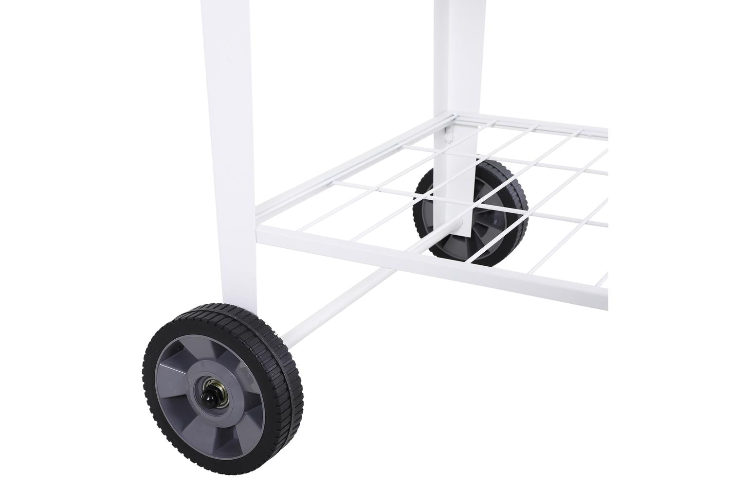 Outsunny Outdoor Garden Plant Box with Storage Shelf Wheels | White-7