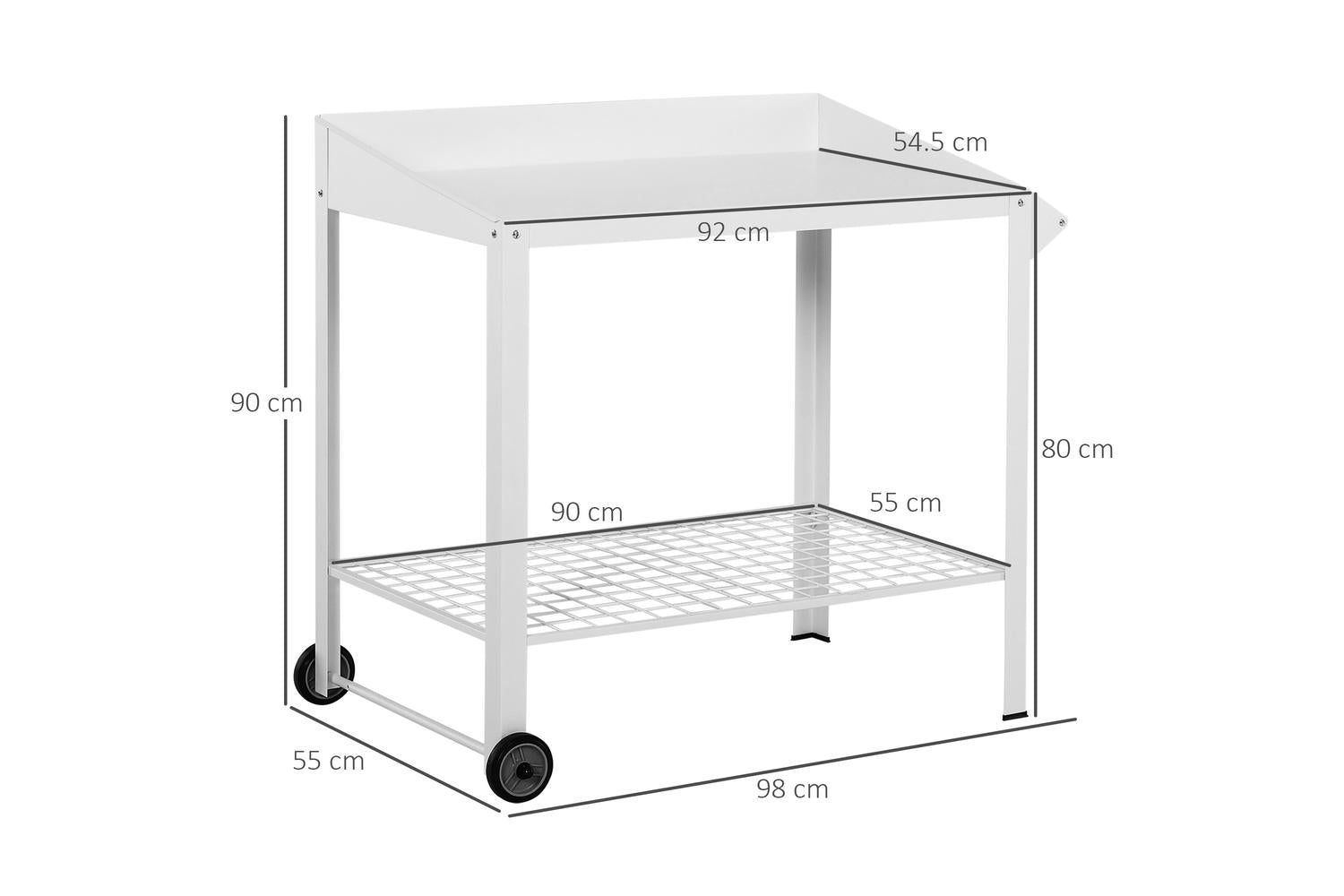 Outsunny Metal Outdoor Gardening Bench | White-2