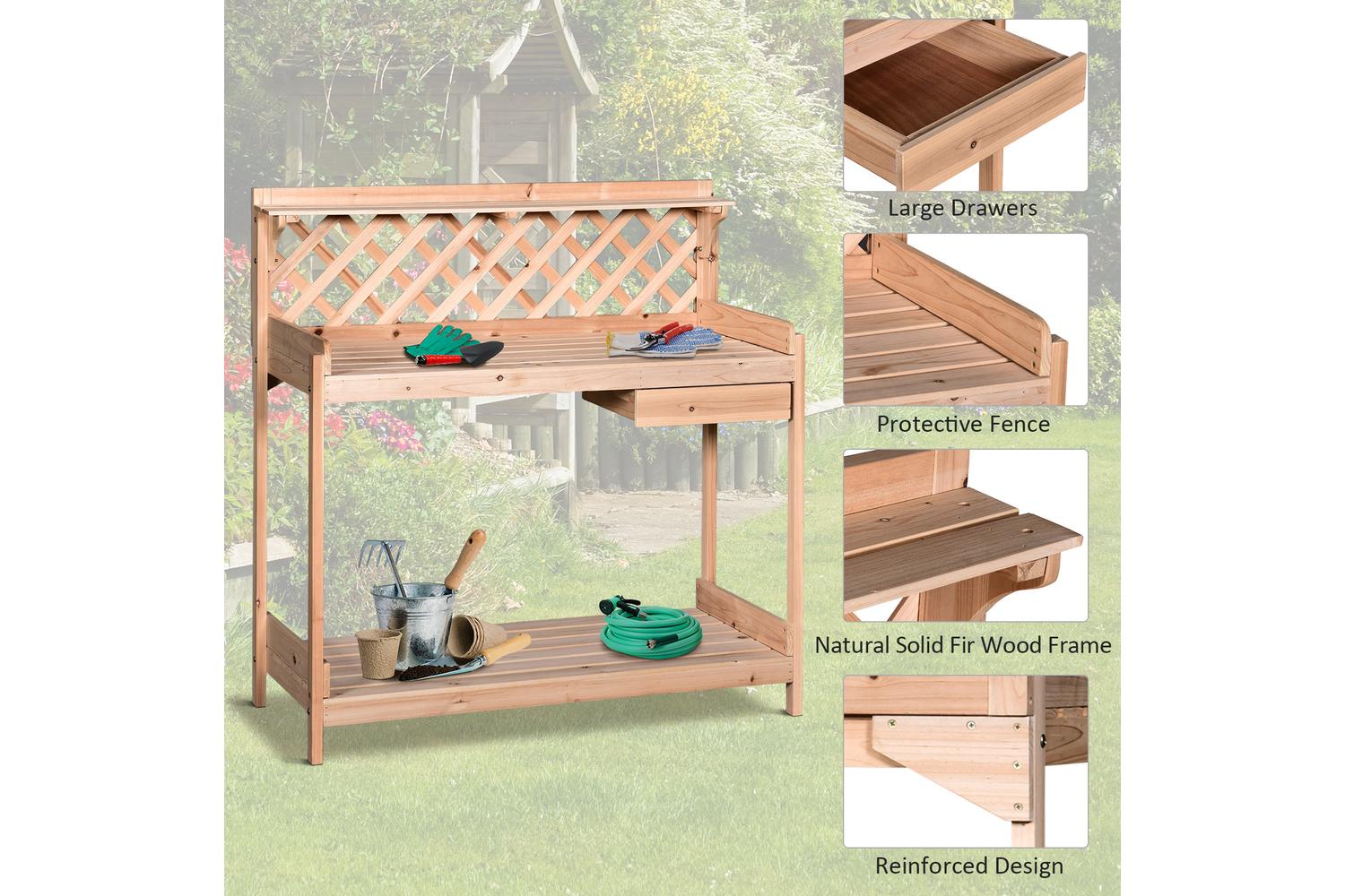 Outsunny Outdoor Wood Garden Table | Natural-3