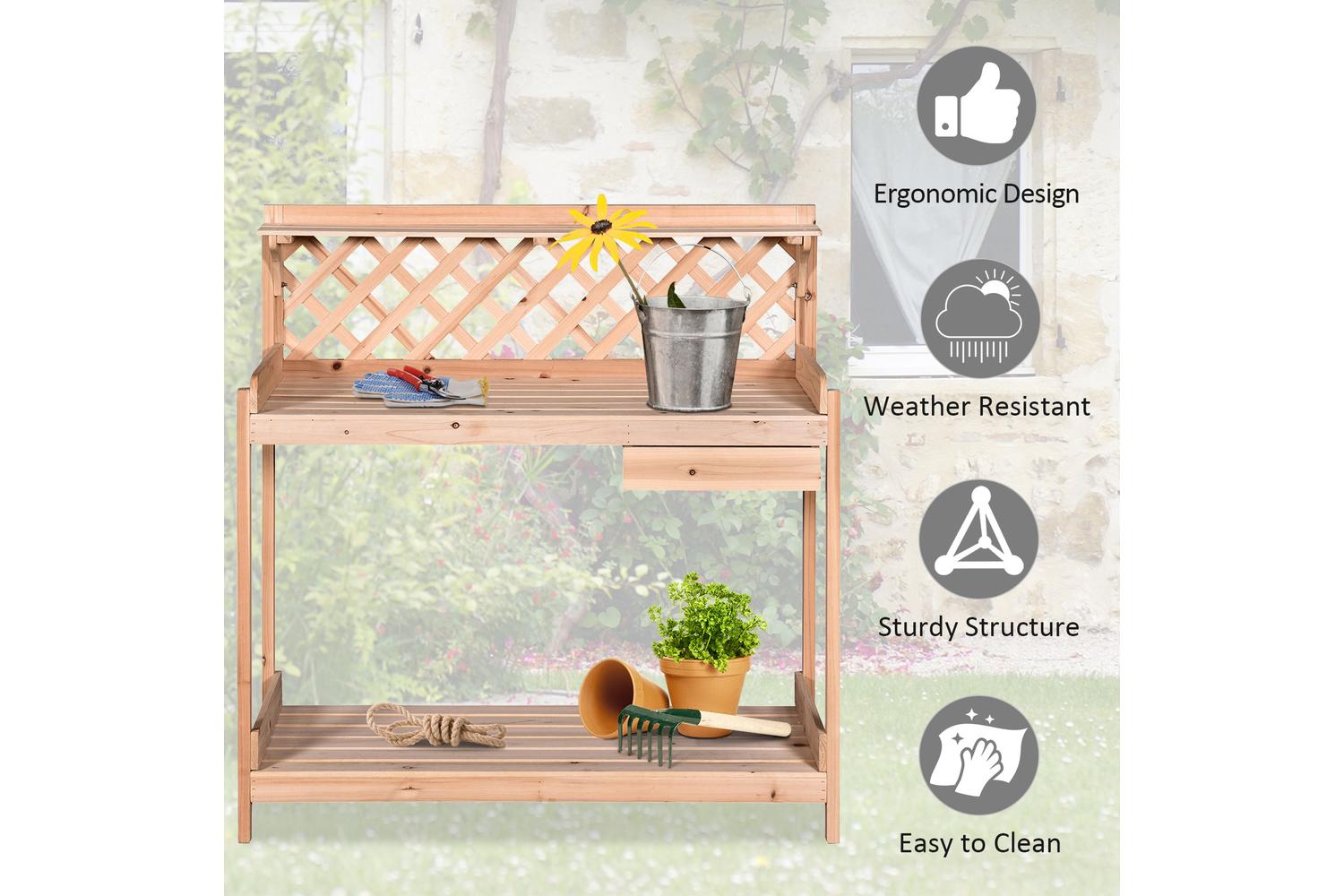 Outsunny Outdoor Wood Garden Table | Natural-4