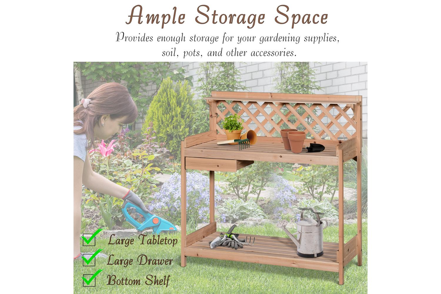 Outsunny Outdoor Wood Garden Table | Natural-5