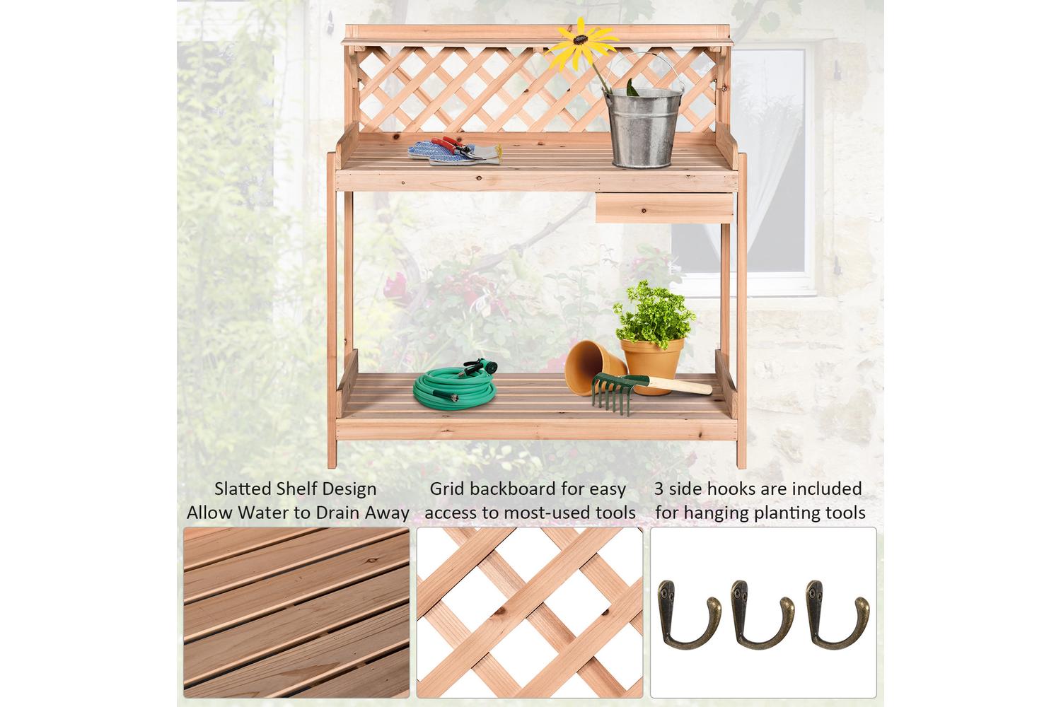 Outsunny Outdoor Wood Garden Table | Natural-6