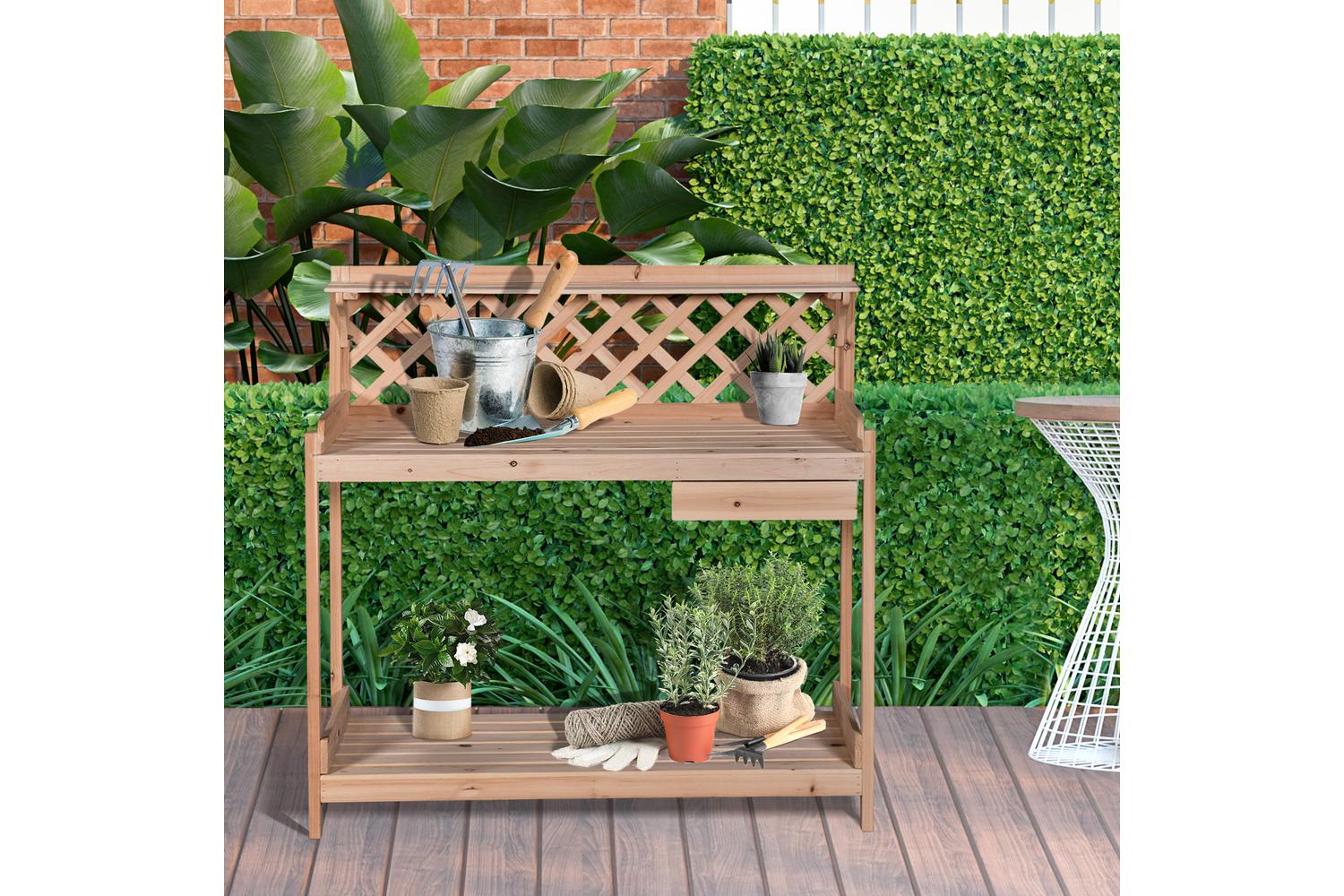 Outsunny Outdoor Wood Garden Table | Natural-7