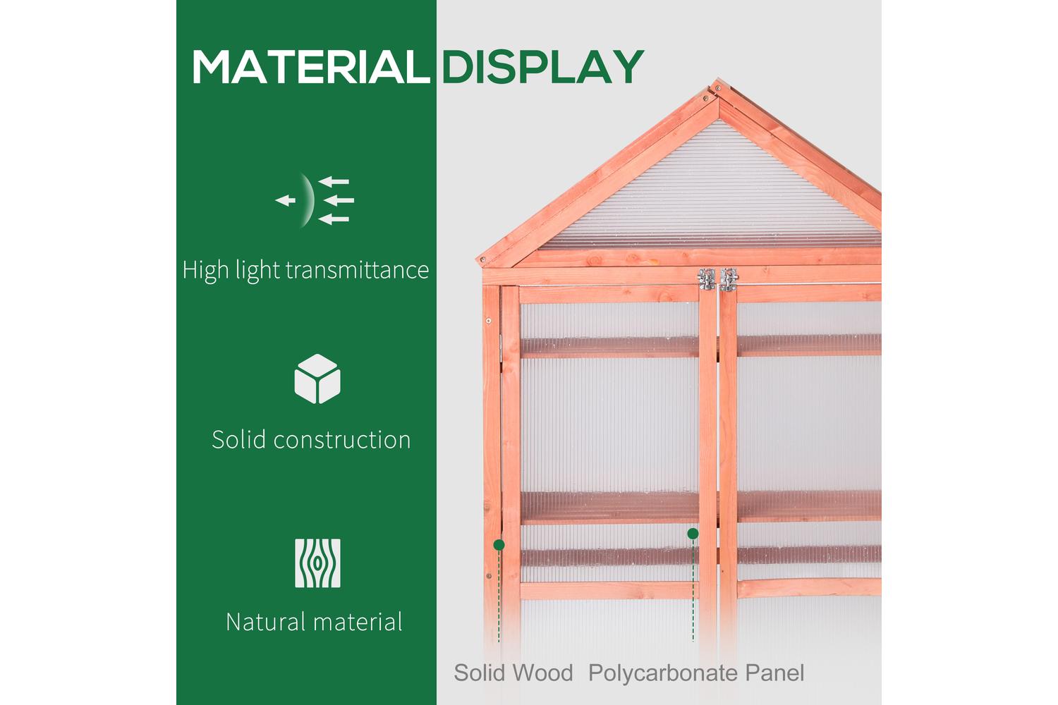 Outsunny Greenhouse Wooden Cold Frame | Orange-3