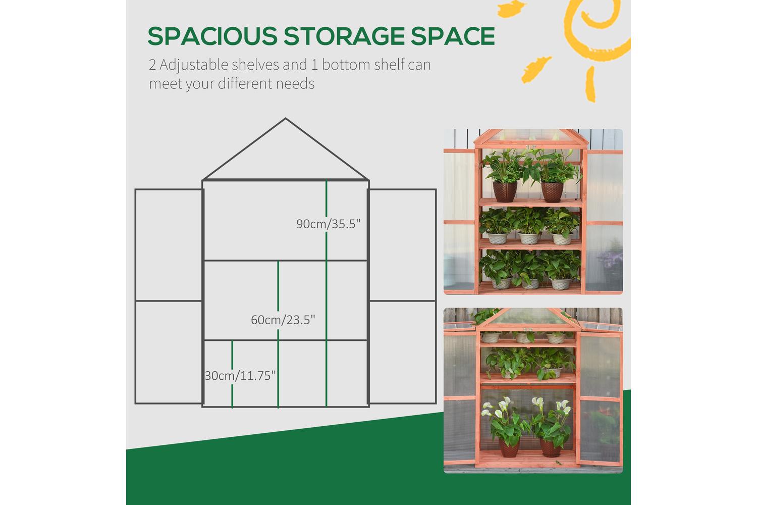 Outsunny Greenhouse Wooden Cold Frame | Orange-5