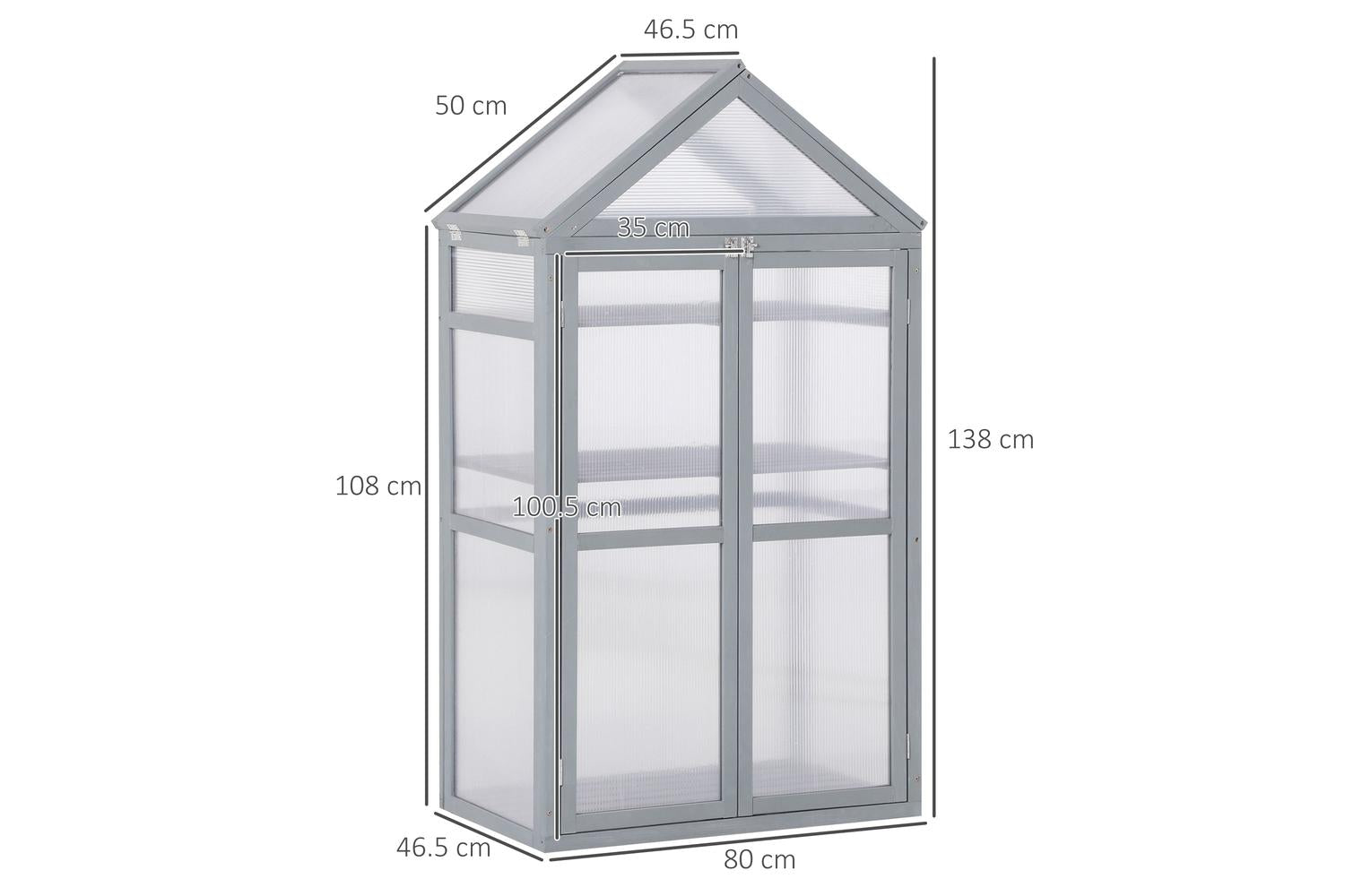 Outsunny Greenhouse Wooden Cold Frame | Grey-2