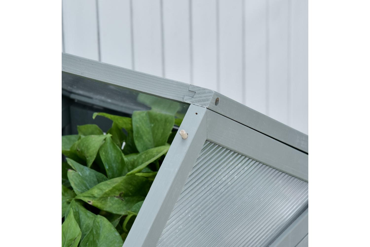 Outsunny Greenhouse Wooden Cold Frame | Grey-6