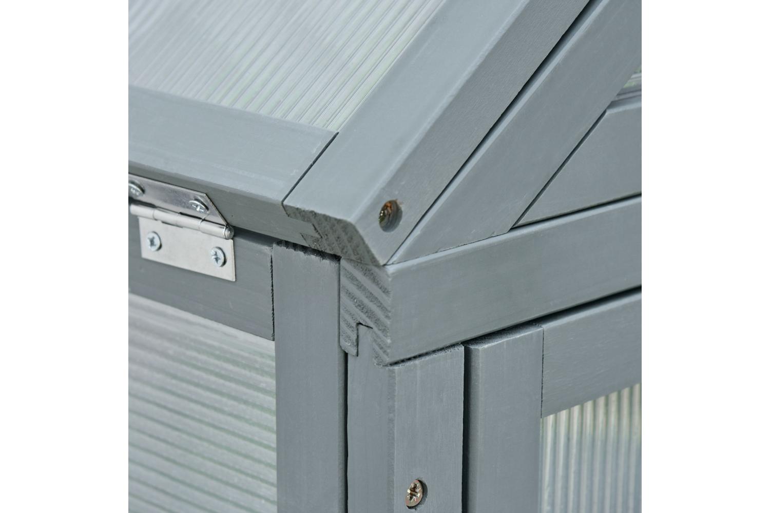 Outsunny Greenhouse Wooden Cold Frame | Grey-7