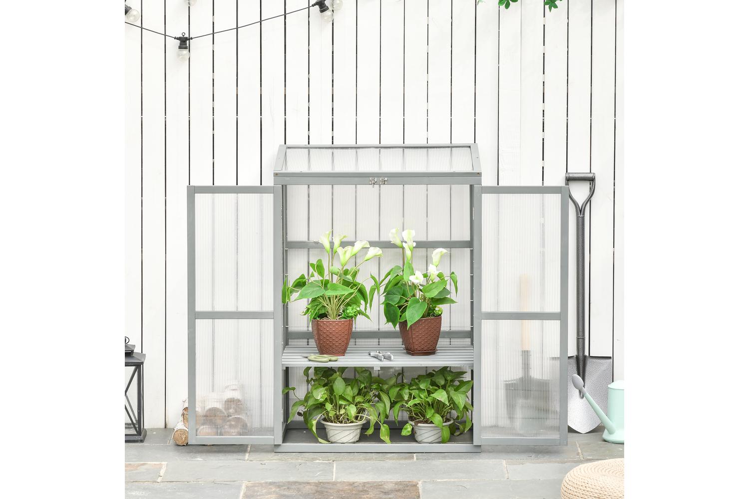 Outsunny Garden Cold Frame Greenhouse with Adjustable Shelf | Grey