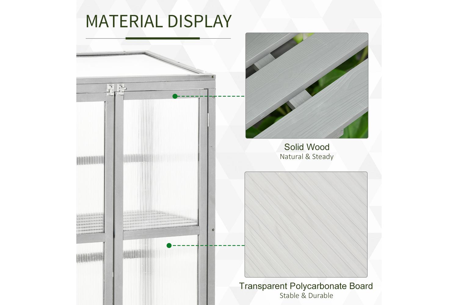 Outsunny Garden Cold Frame Greenhouse with Adjustable Shelf | Grey-3