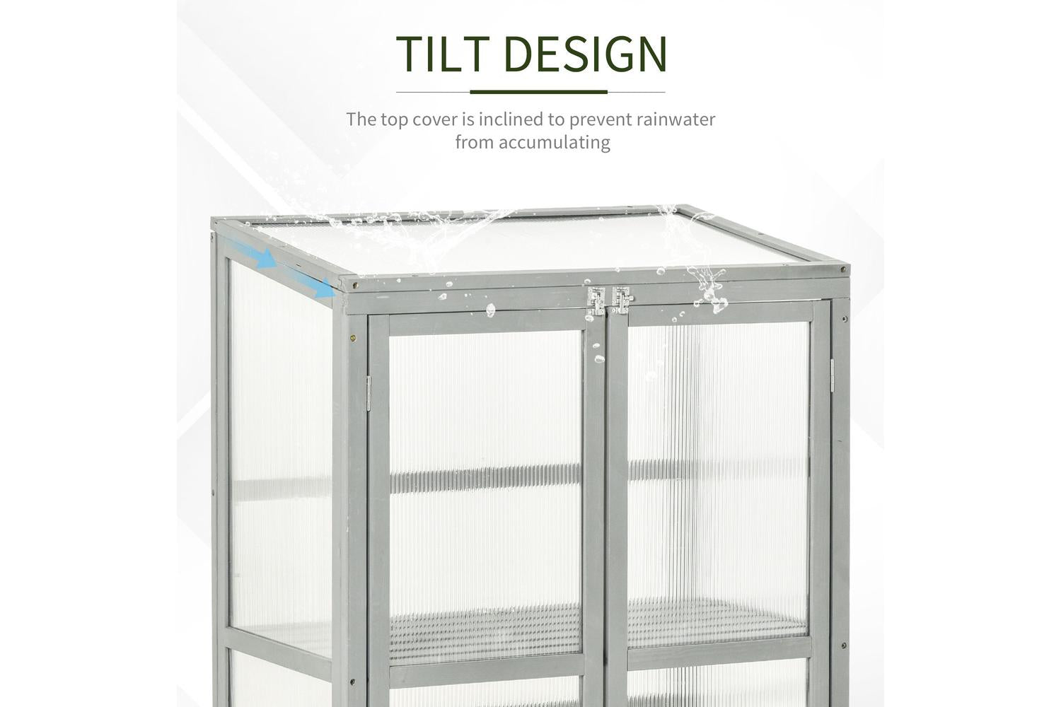 Outsunny Garden Cold Frame Greenhouse with Adjustable Shelf | Grey-6