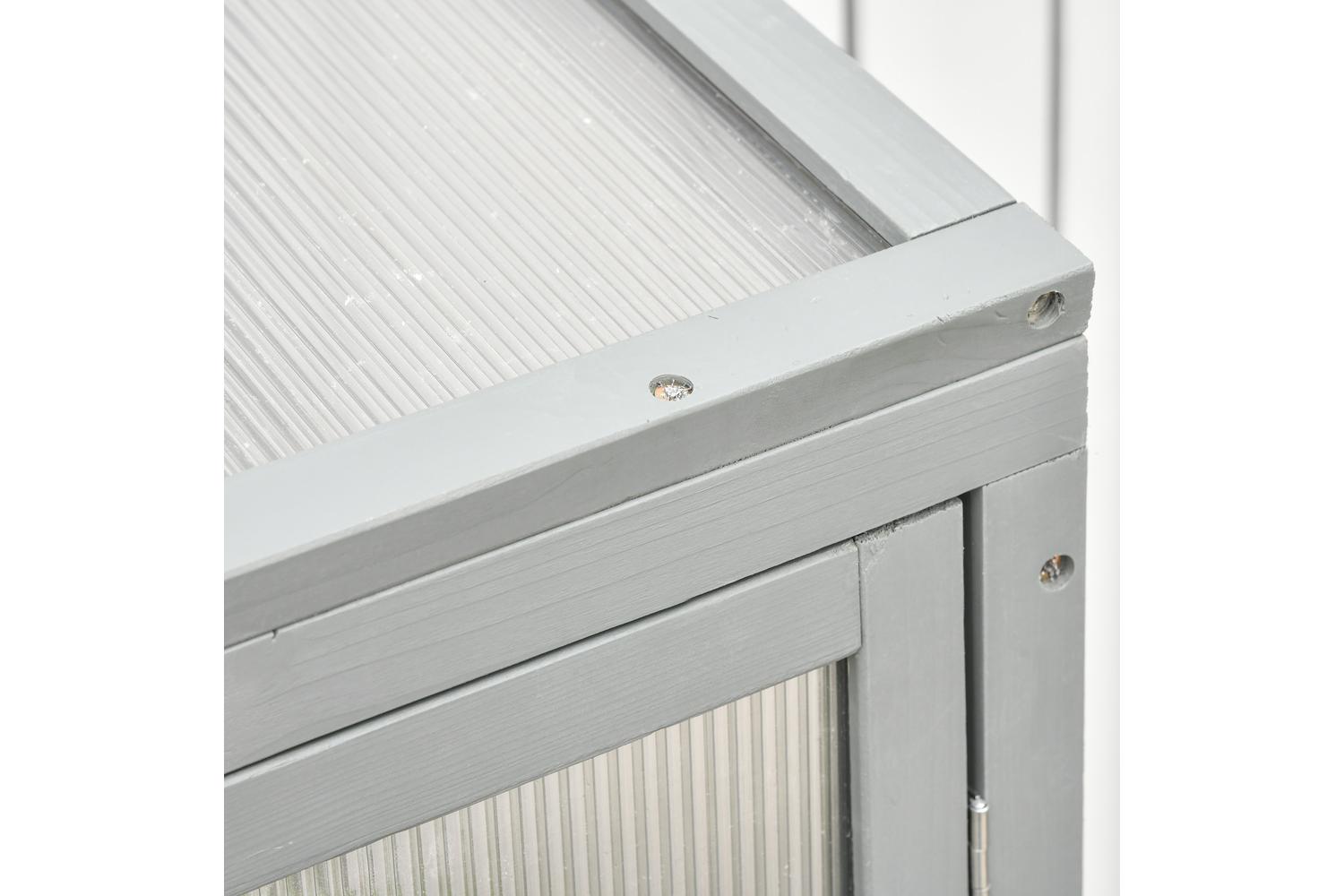 Outsunny Garden Cold Frame Greenhouse with Adjustable Shelf | Grey-7