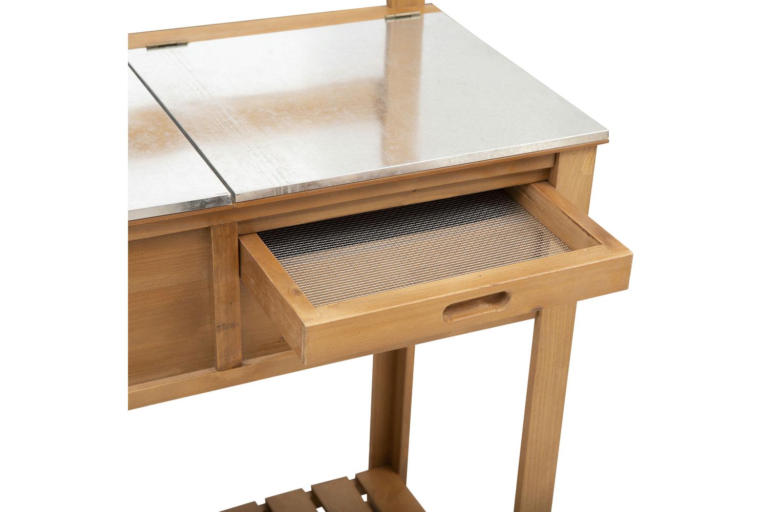Outsunny Fir Wood Garden Potting Table | Natural-8