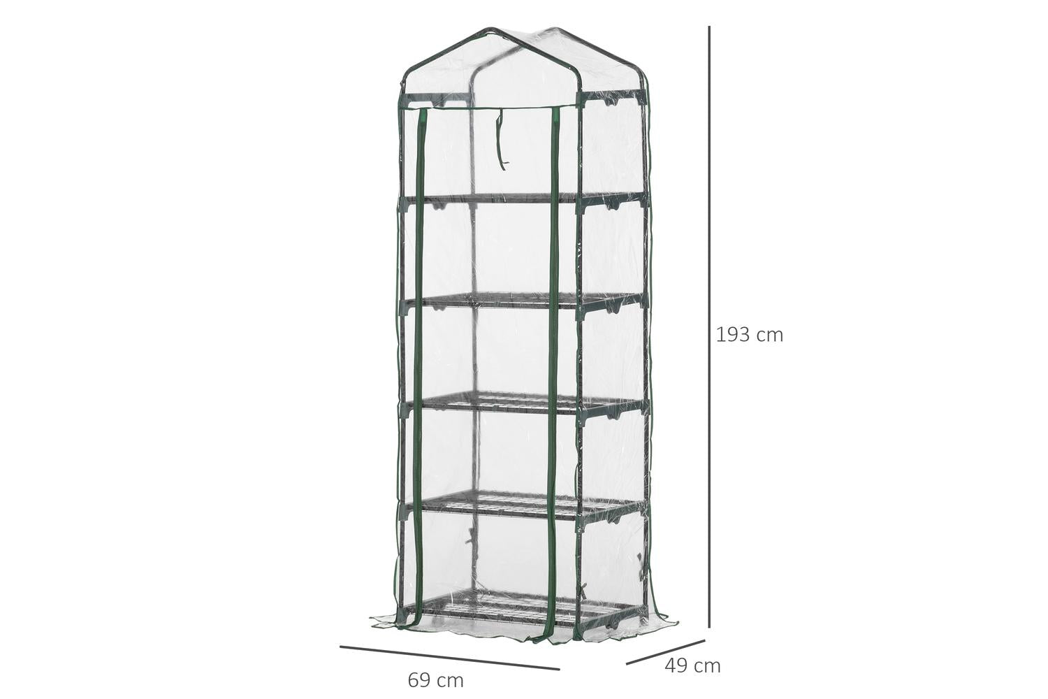 Outsunny Outdoor 5 Tier Greenhouse Flower Stand | Green-2