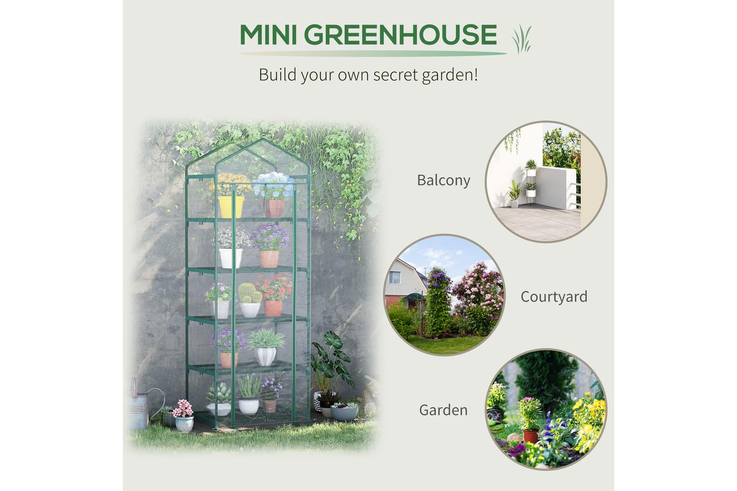 Outsunny Outdoor 5 Tier Greenhouse Flower Stand | Green-5