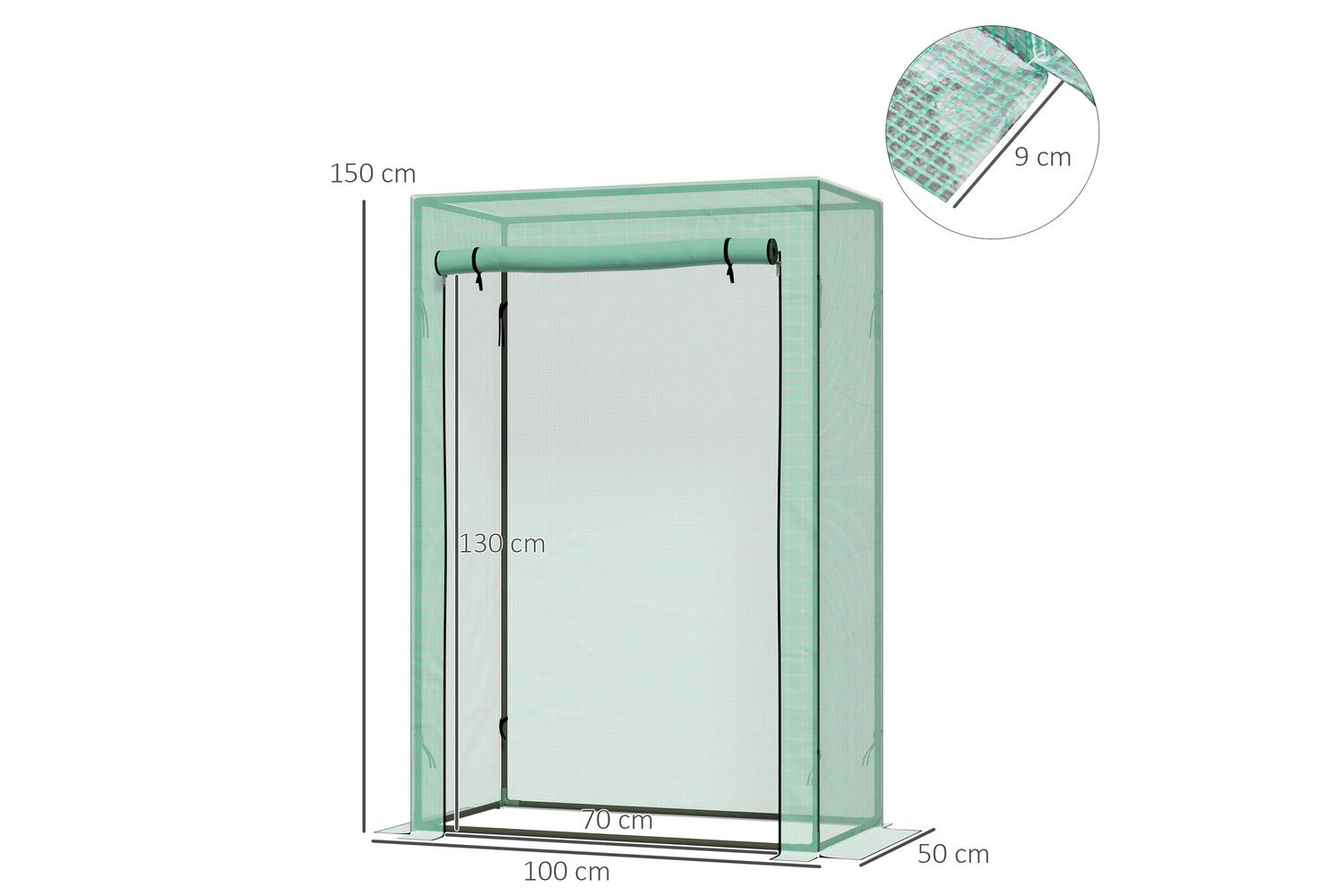Outsunny Greenhouse Cover with Zipper Roll-Up Door | Green-2
