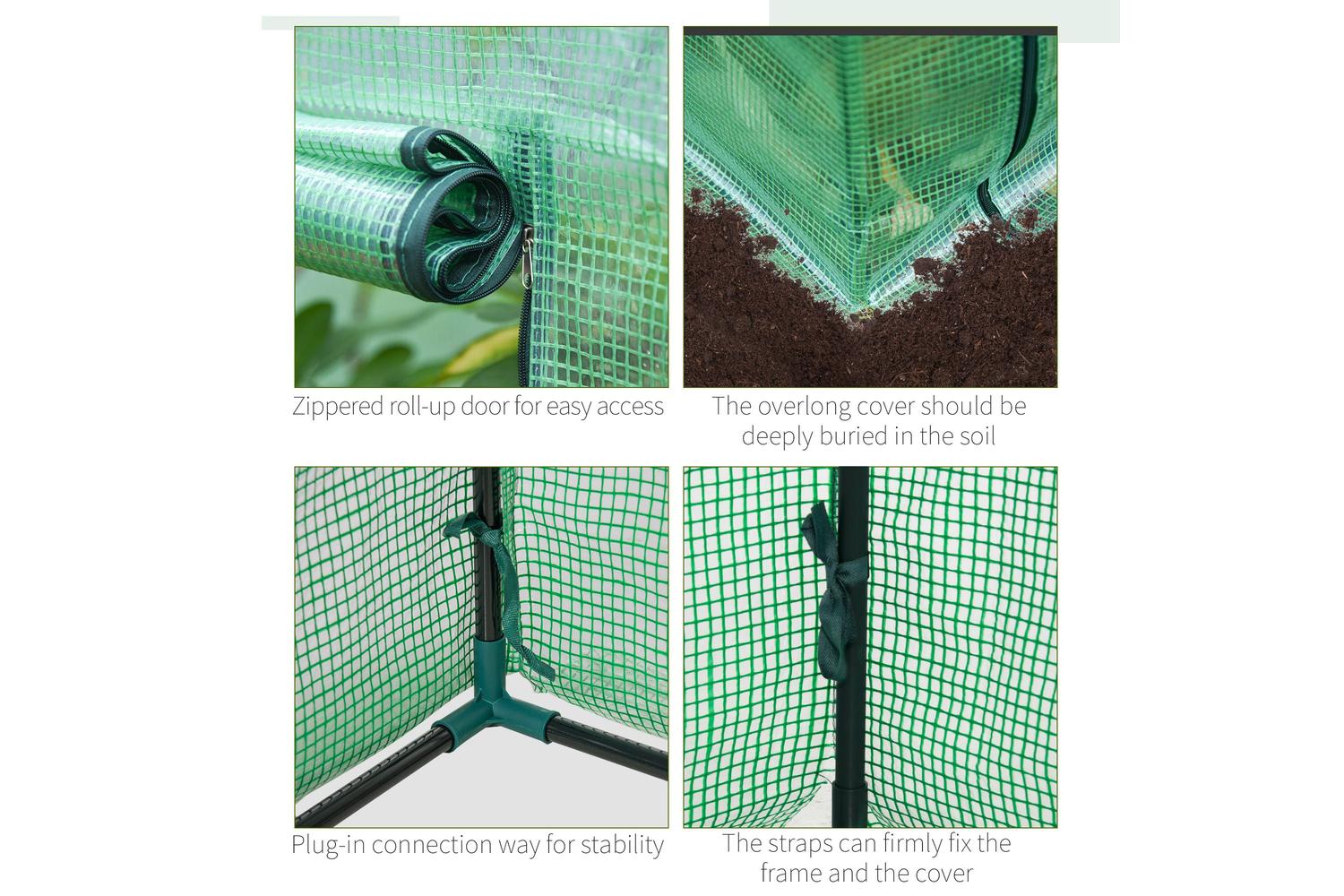 Outsunny Greenhouse Cover with Zipper Roll-Up Door | Green-4