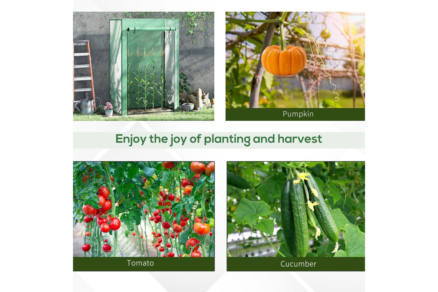 Outsunny Greenhouse Cover with Zipper Roll-Up Door | Green-5