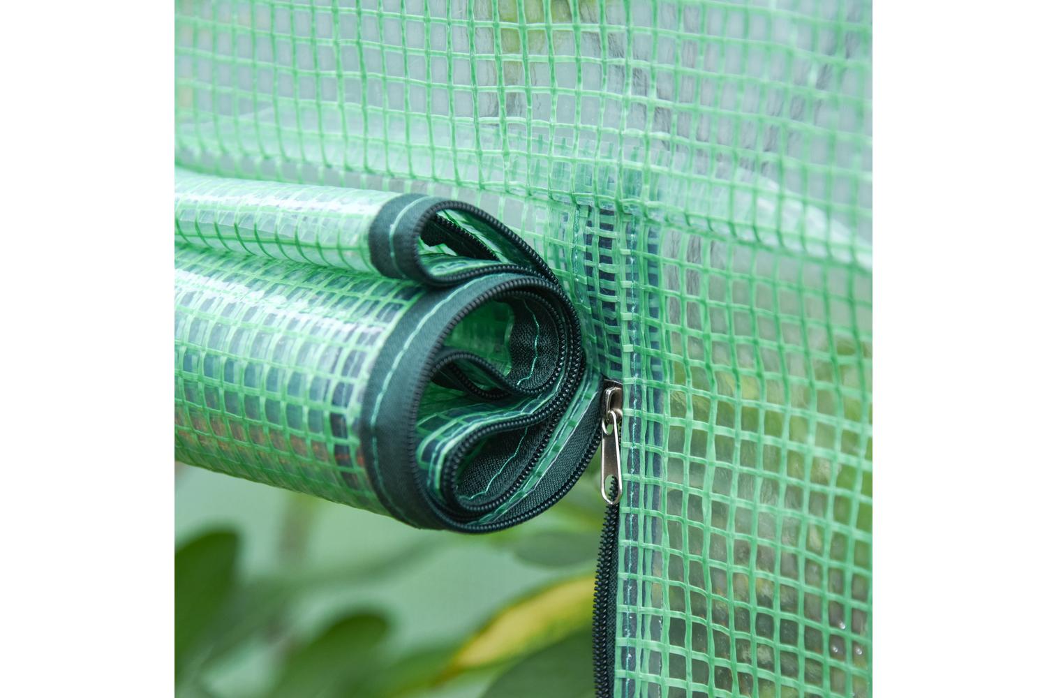 Outsunny Greenhouse Cover with Zipper Roll-Up Door | Green-8