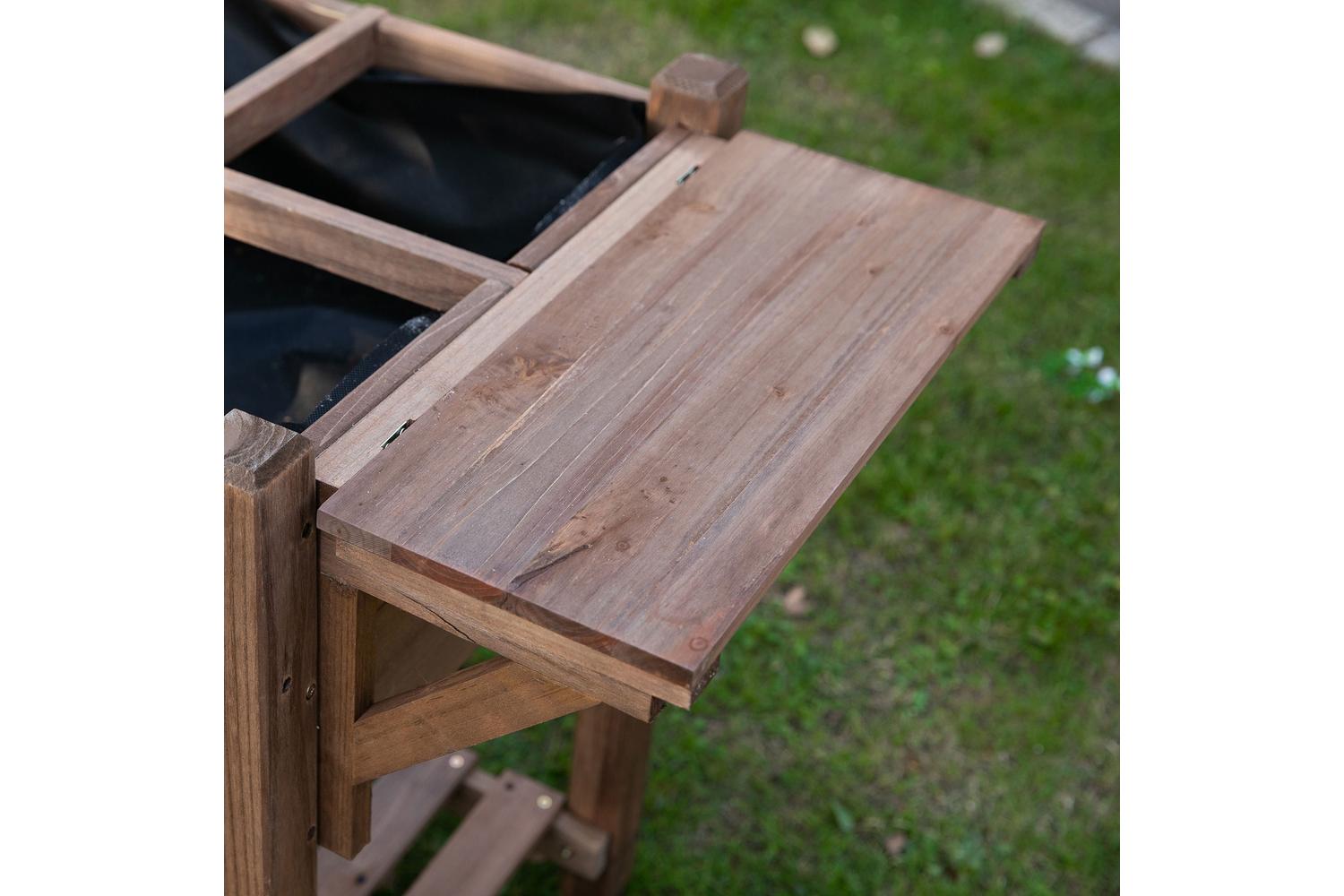 Outsunny Wooden Raised Garden Plant Stand with Shelf | Brown-6