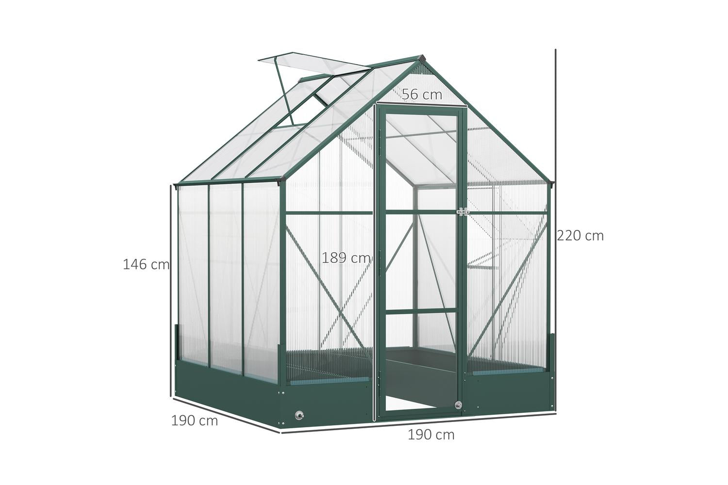 Outsunny Outdoor Greenhouse Plant Garden | Transparent/Green-2