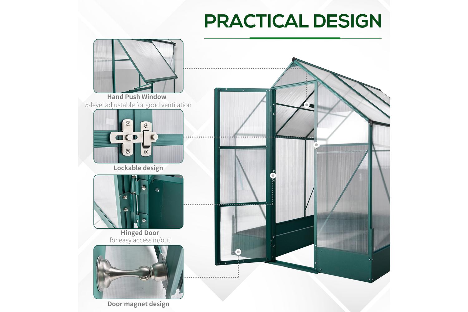 Outsunny Outdoor Greenhouse Plant Garden | Transparent/Green-4