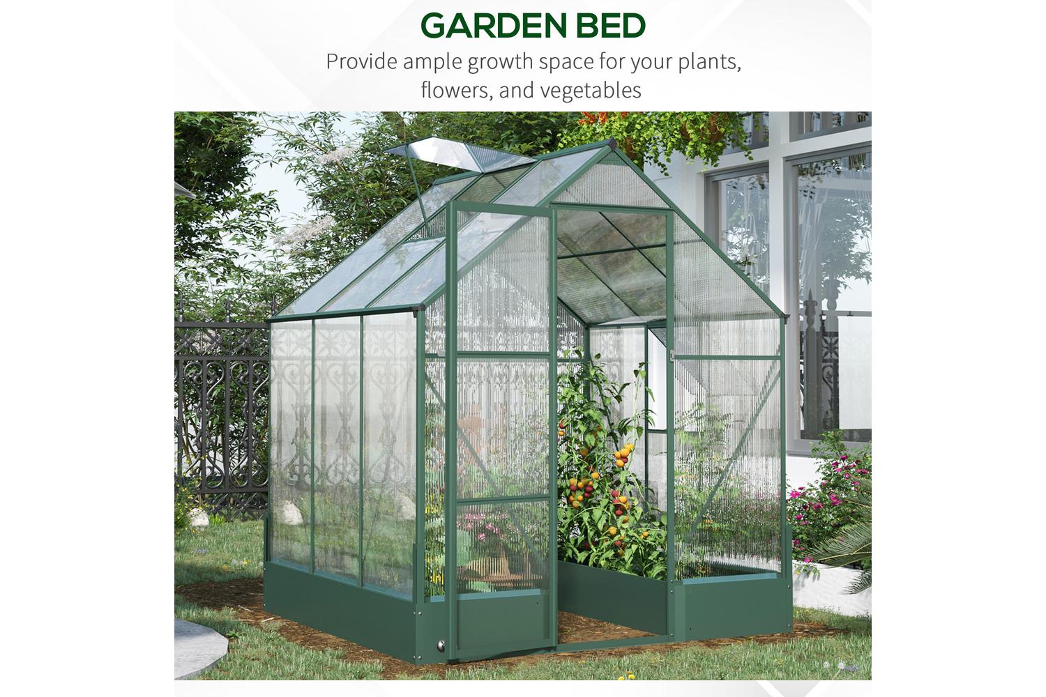 Outsunny Outdoor Greenhouse Plant Garden | Transparent/Green-8
