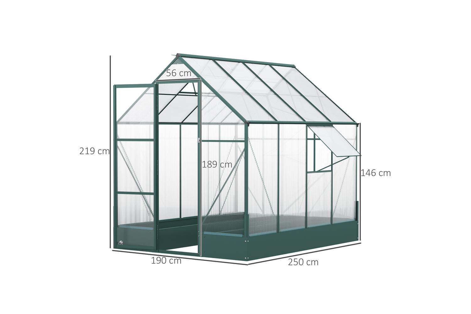 Outsunny Outdoor Walk-in Greenhouse | Transparent/Green-2