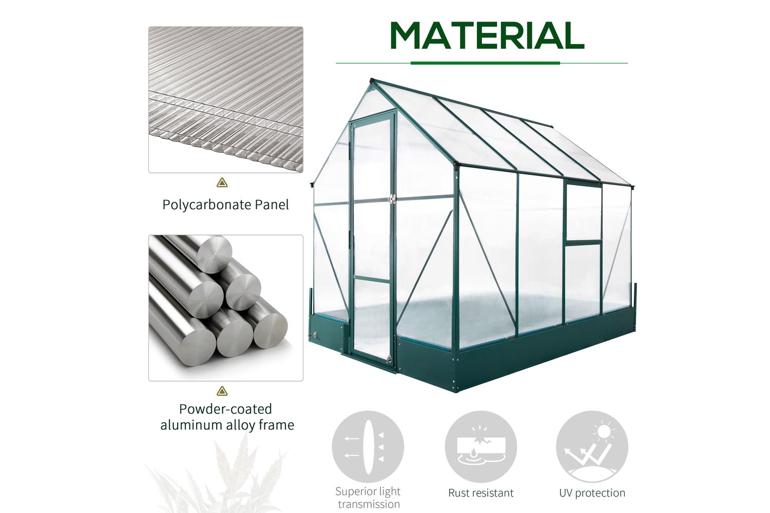 Outsunny Outdoor Walk-in Greenhouse | Transparent/Green-3